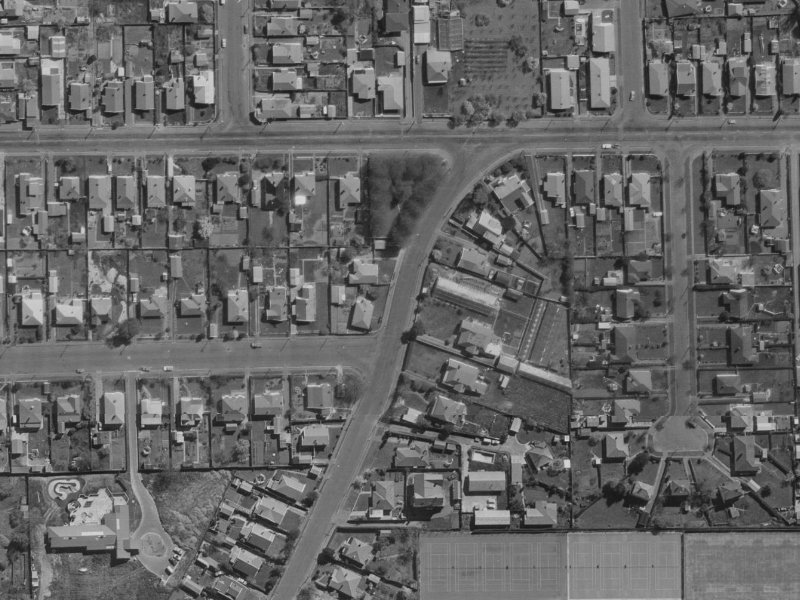 73 Patten Street from the air, 1970-1974