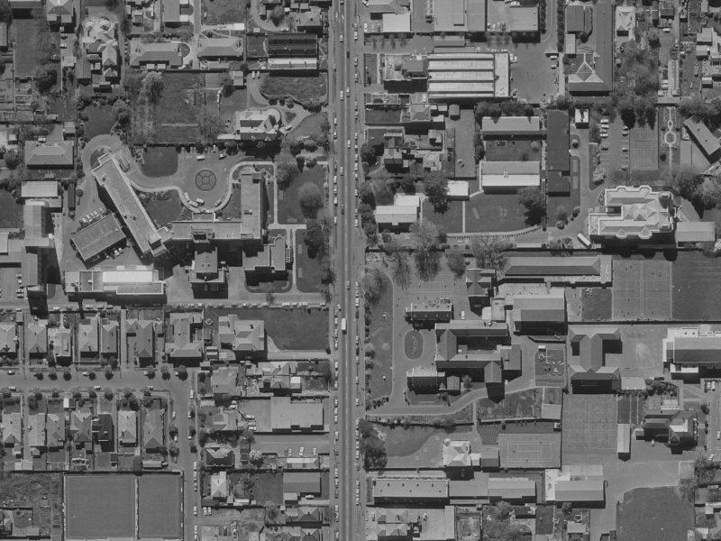 880 Colombo Street from the air, 1970-1974
