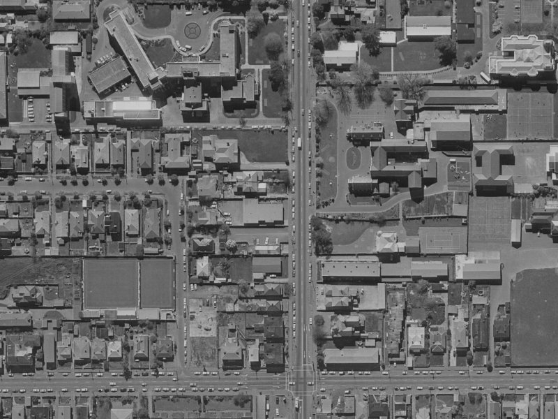 867 Colombo Street from the air, 1970-1974