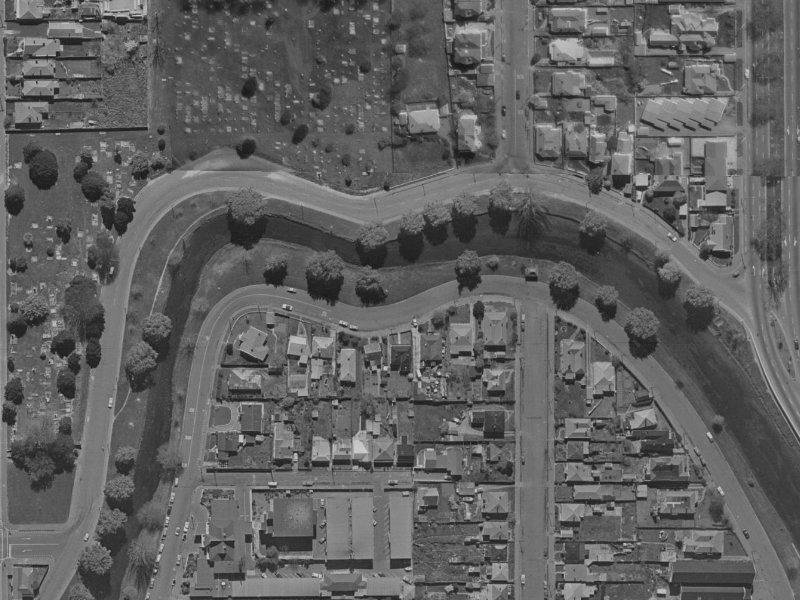 395 Oxford Terrace from the air, 1970-1974