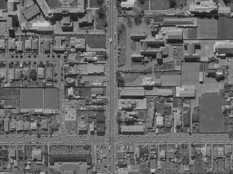 864 Colombo Street from the air, 1970-1974
