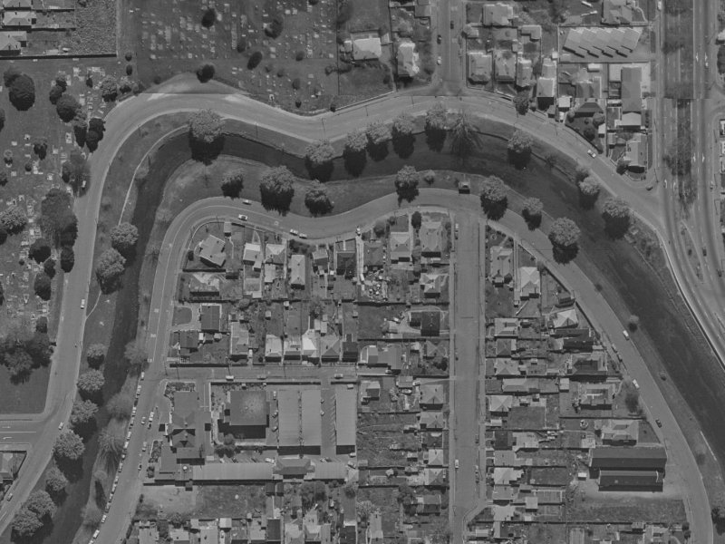 370 Oxford Terrace from the air, 1970-1974
