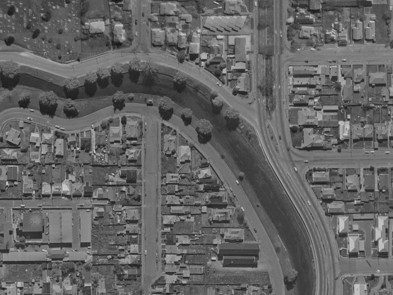 412 Oxford Terrace from the air, 1970-1974