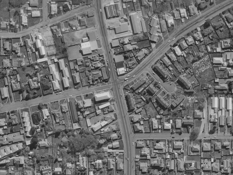 213–221 Stanmore Road from the air, 1970-1974