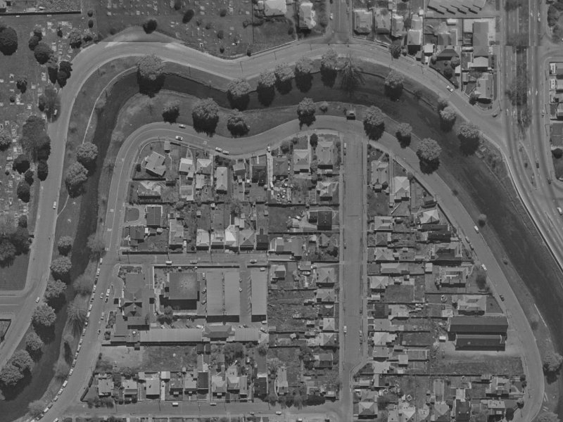 400 Oxford Terrace from the air, 1970-1974