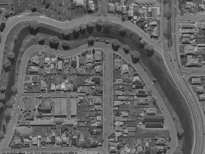 57 Bangor Street from the air, 1970-1974
