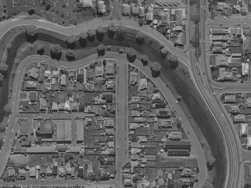 58 Bangor Street from the air, 1970-1974