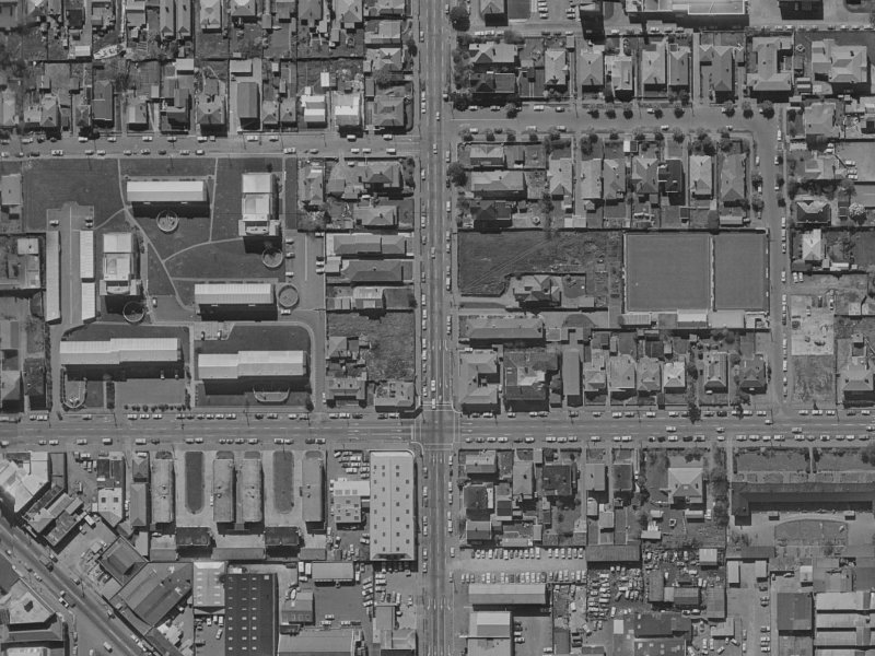 354-360 Durham Street North from the air, 1970-1974