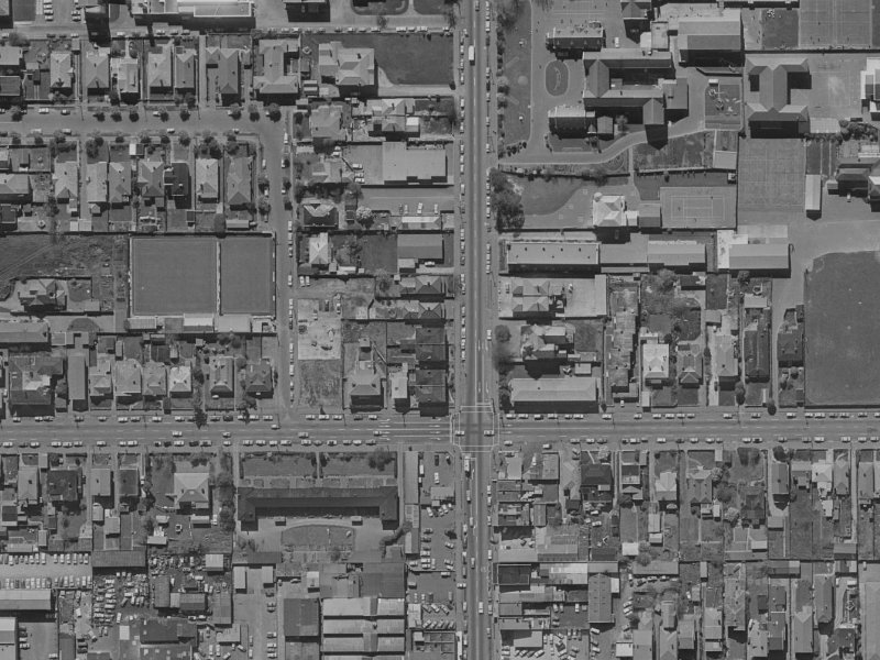 853 Colombo Street from the air, 1970-1974