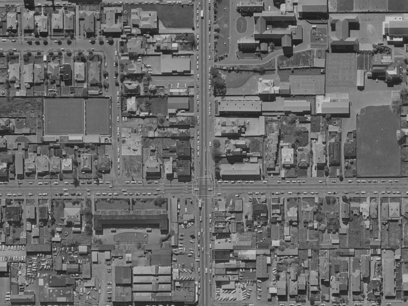 850-854 Colombo Street from the air, 1970-1974
