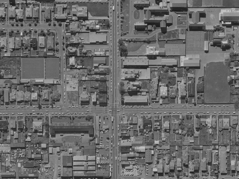 854 Colombo Street from the air, 1970-1974