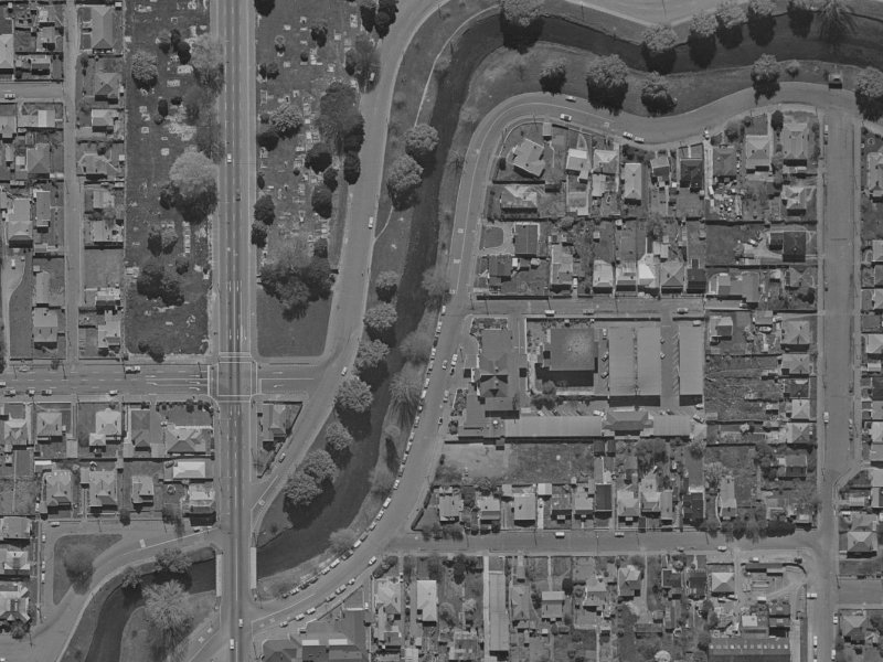 346–356 Oxford Terrace from the air, 1970-1974