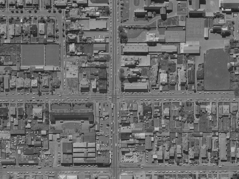851 Colombo Street from the air, 1970-1974