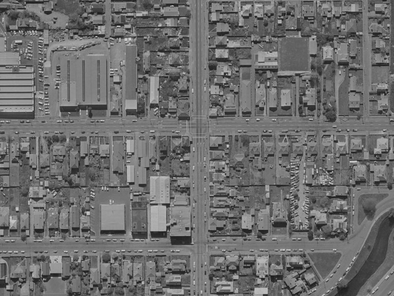 350-344 Madras Street from the air, 1970-1974