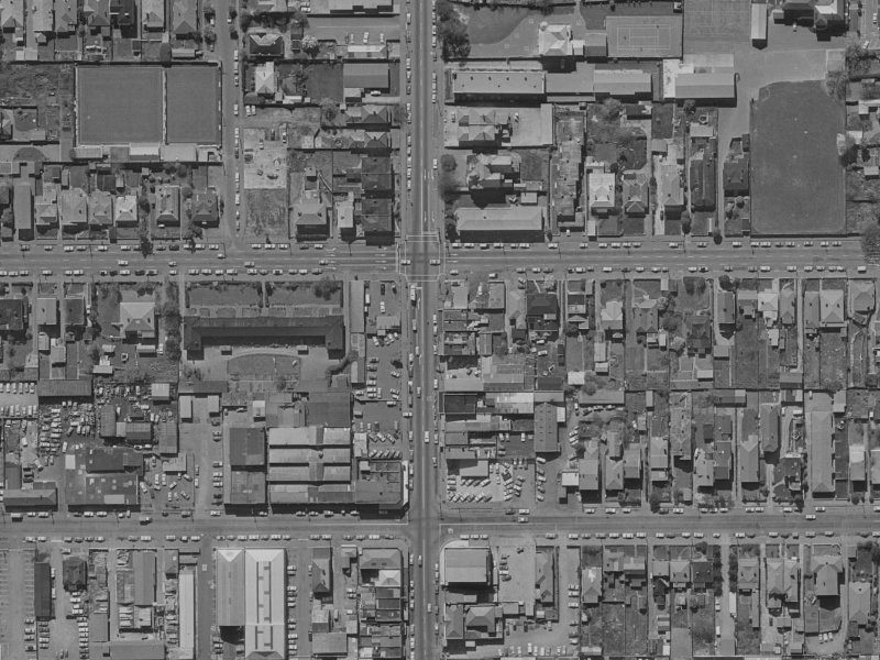844 Colombo Street from the air, 1970-1974