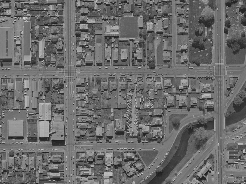 206/226 Salisbury Street from the air, 1970-1974