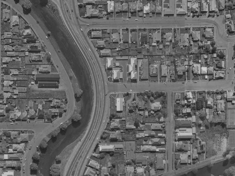 4–14 Harvey Terrace from the air, 1970-1974