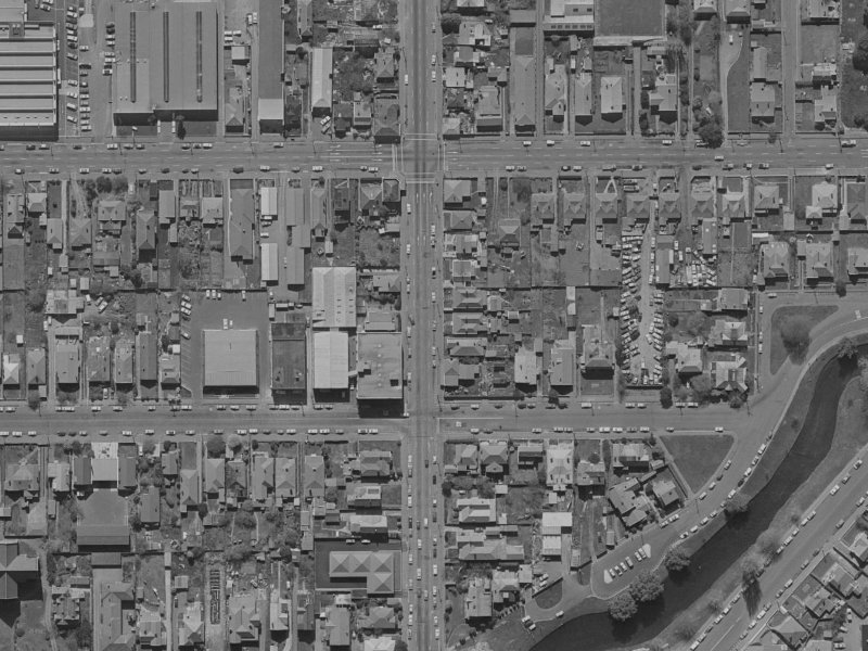 340 Madras Street from the air, 1970-1974