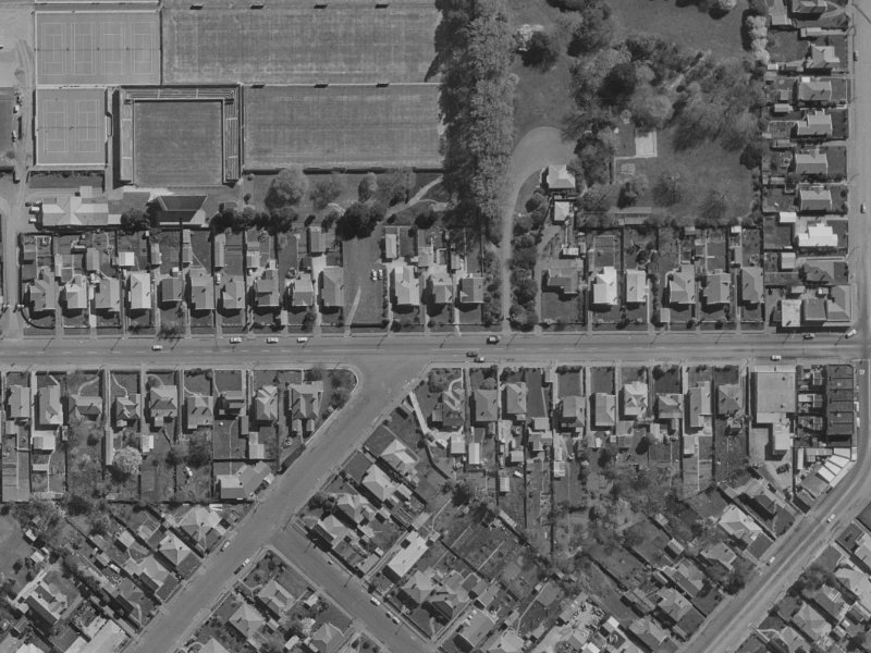 149-151 Woodham Road from the air, 1970-1974