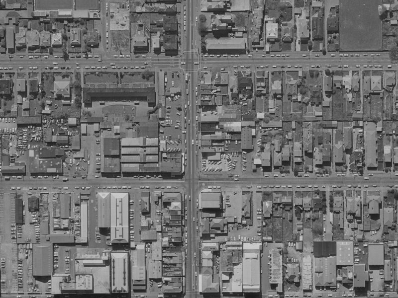830 Colombo Street from the air, 1970-1974