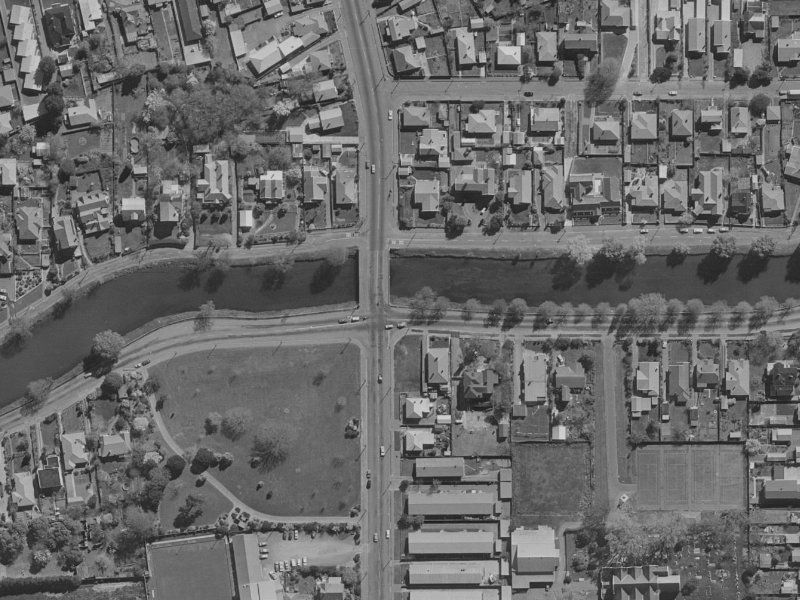 104 Avonside Drive from the air, 1970-1974