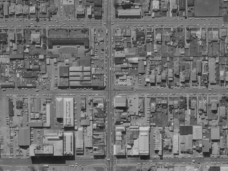 826 Colombo Street from the air, 1970-1974