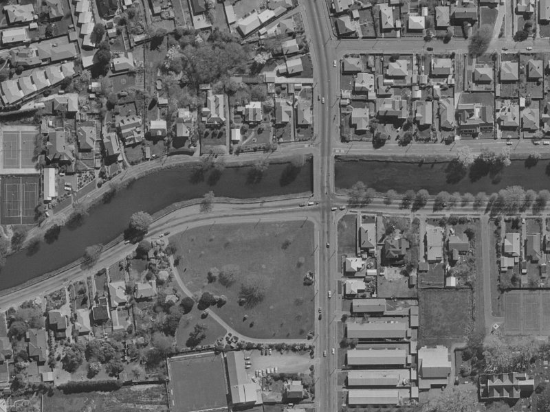 84 Avonside Drive from the air, 1970-1974
