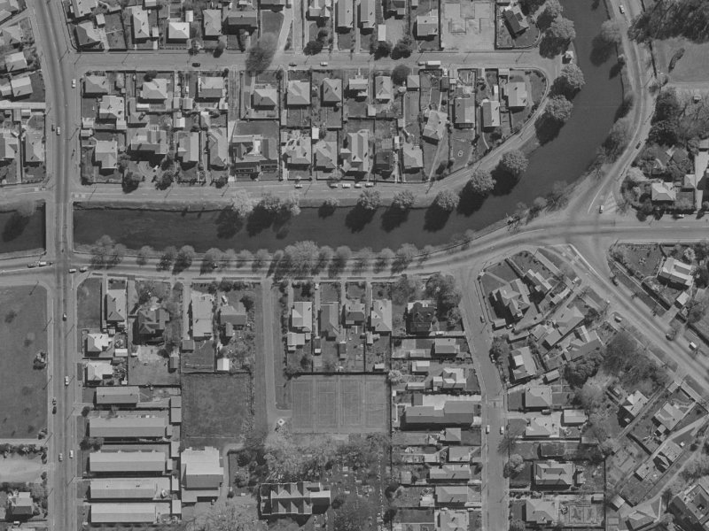 134 Avonside Drive from the air, 1970-1974
