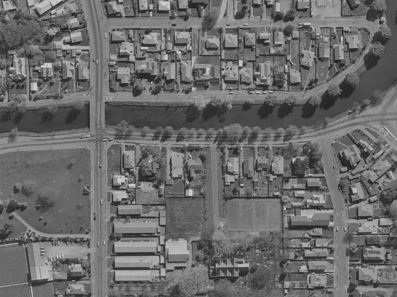 120 Avonside Drive from the air, 1970-1974