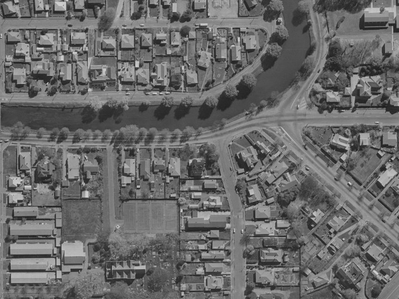 142 Avonside Drive from the air, 1970-1974
