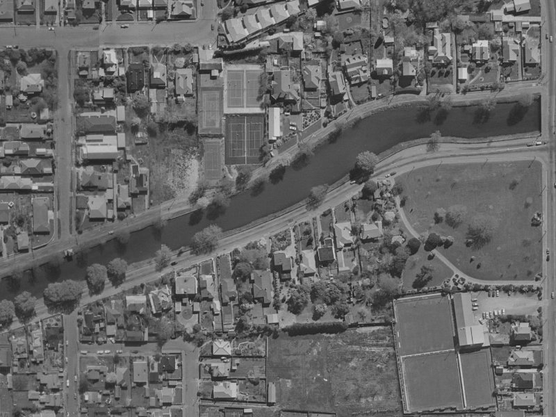 62 Avonside Drive from the air, 1970-1974