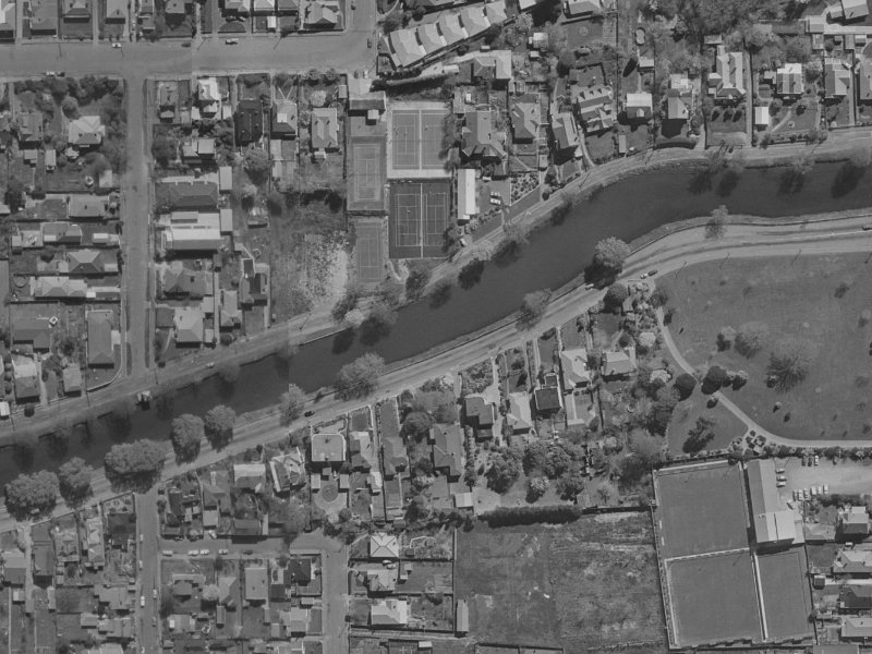 66 Avonside Drive from the air, 1970-1974