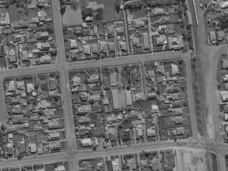 Matai St West from the air, 1970-1974