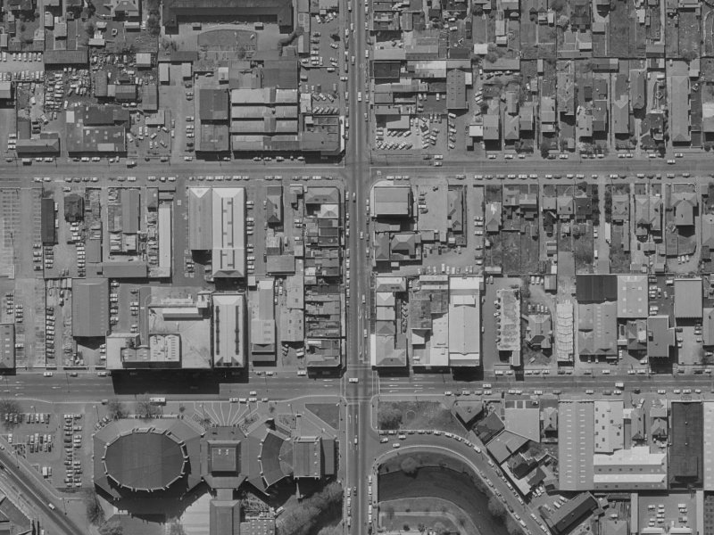 814-818 Colombo Street from the air, 1970-1974