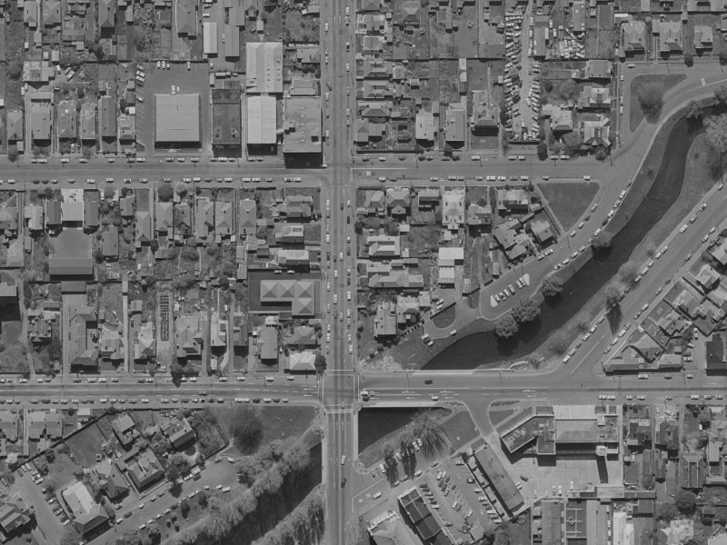 332-318 Madras Street from the air, 1970-1974