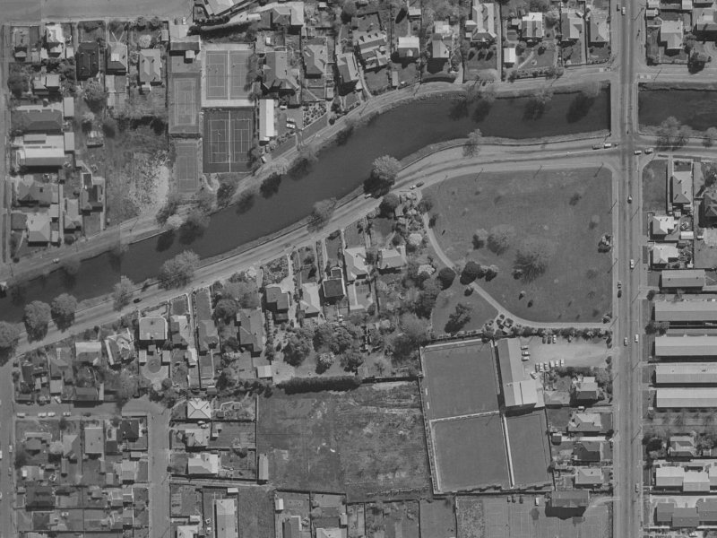 Avonside Drive from the air, 1970-1974