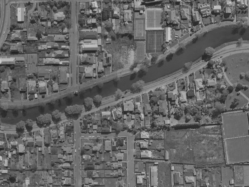 48 Avonside Drive from the air, 1970-1974
