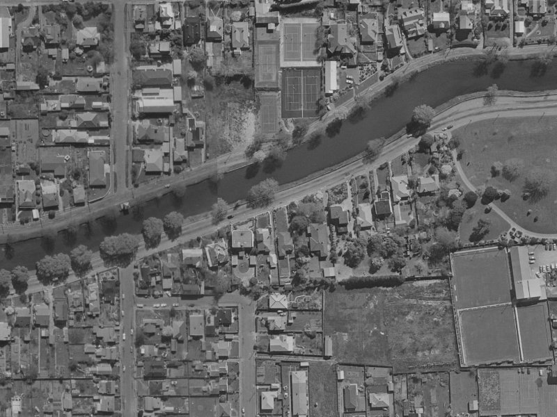 52 Avonside Drive from the air, 1970-1974