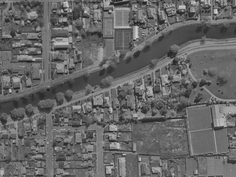 56 Avonside Drive from the air, 1970-1974
