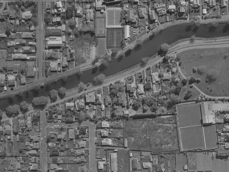58 Avonside Drive from the air, 1970-1974