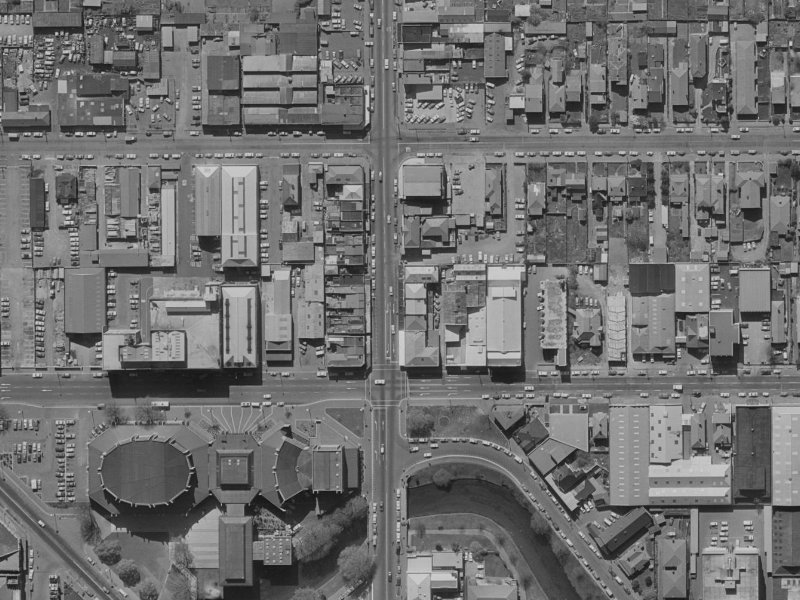 810 Colombo Street from the air, 1970-1974