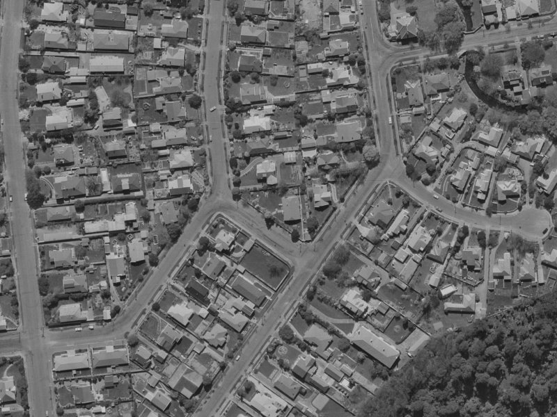 Totara Street from the air, 1970-1974