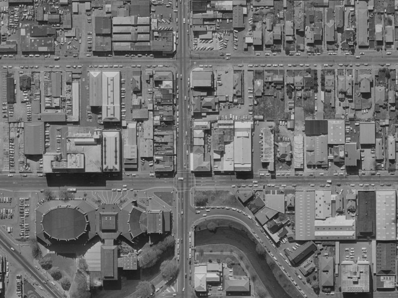 804 Colombo Street from the air, 1970-1974