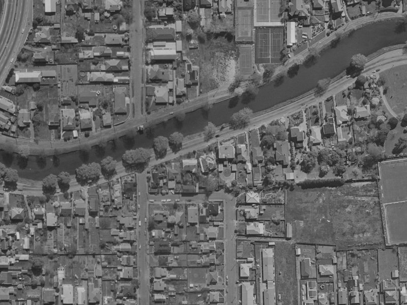 42 Avonside Drive from the air, 1970-1974