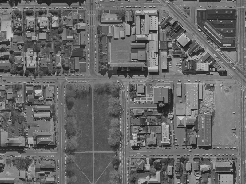 34–40 Cranmer Sq from the air, 1970-1974