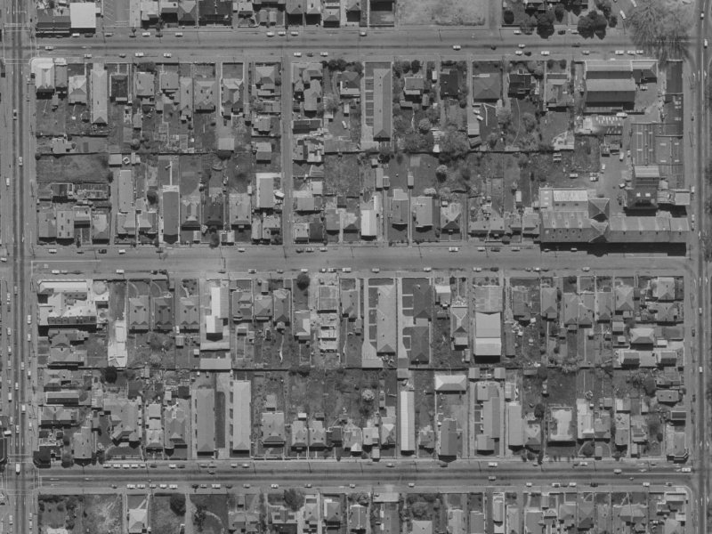 166-168 Chester St E from the air, 1970-1974