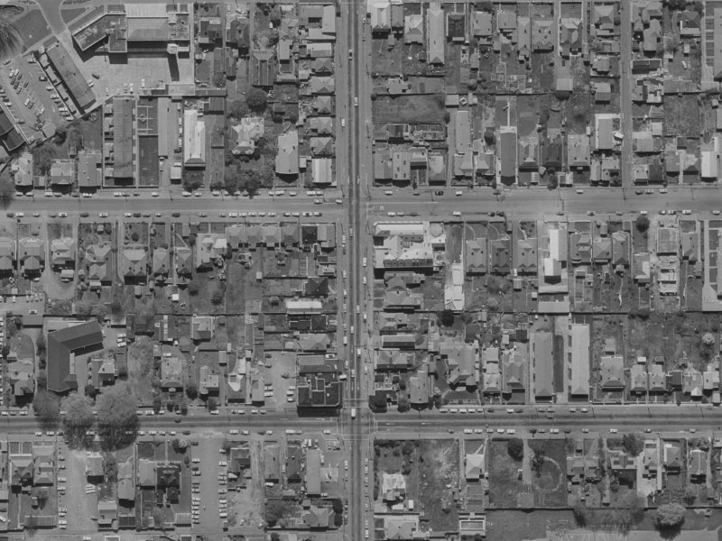 321-337 Barbadoes Street from the air, 1970-1974