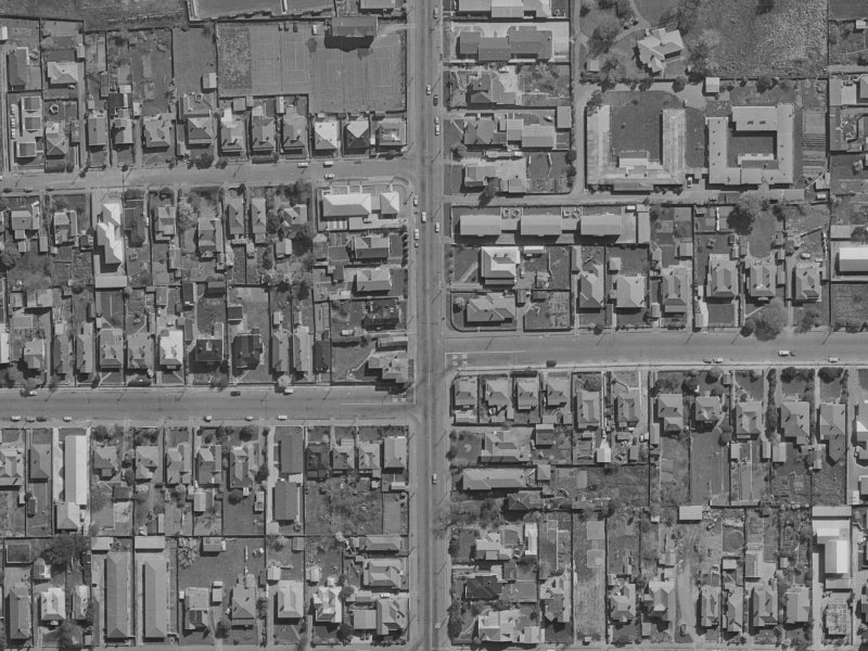 411C Armagh Street from the air, 1970-1974