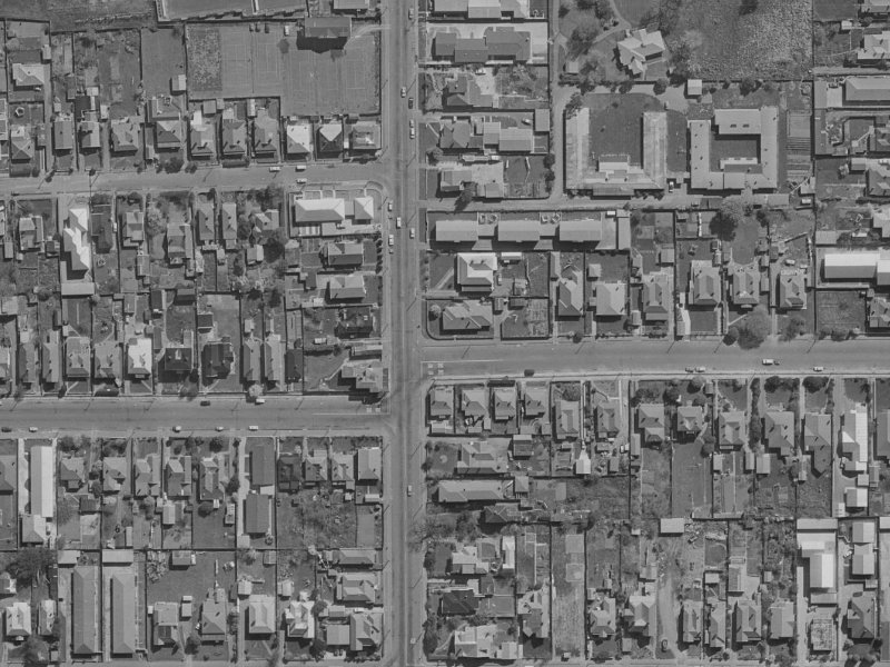 425 Armagh Street from the air, 1970-1974