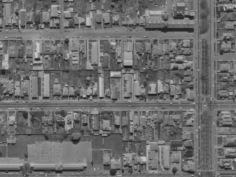 295 Armagh Street from the air, 1970-1974